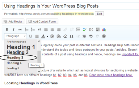 Using Headings in Your WordPress Blog Posts
